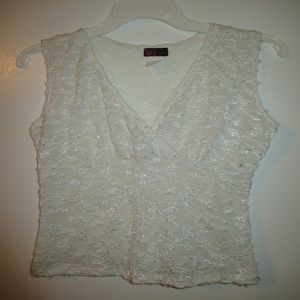vintage, lacey, light cream colored, tank top